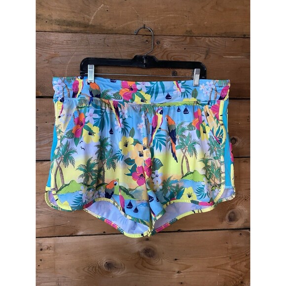Lane Bryant Swim Shorts Women’s 16 Colorful Tropical Print Pockets - Picture 1 of 6